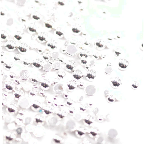 Hisenlee 3000Pcs 1MM 1.5MM 2MM Gold and Silver Metal Glitter For Nail Art Decorations The Shape Of Semicircle Flat Base Dot (Silver)