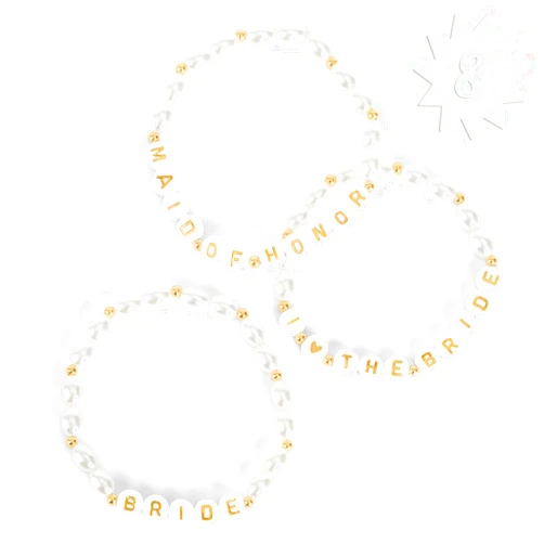 xo, Fetti Bachelorette Pearl Beaded Bracelet Set of 8 | Bride to Be Jewelry, Bach Party Decorations, Bridesmaid Friendship Bracelet Gift, Era's Bridal Shower Favor, Wedding Accessory