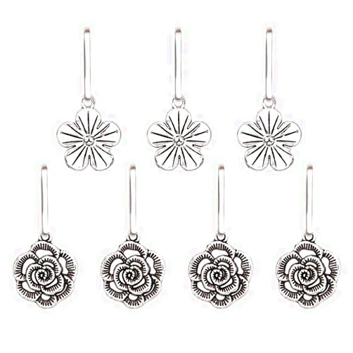 Ascrafter Alloy Flower Zipper Pulls Charms for Jacket, Purses, Backpack, 7 Pack