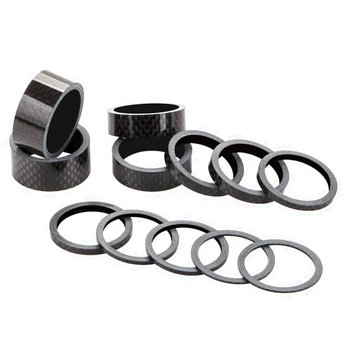 RouLiPouLi 12 Pieces Bike Headset Spacer Carbon Fiber Bicycle Front Fork Stem Spacers Fit 1 1/8-Inch Stem, 1 2 3 5 10 15 mm