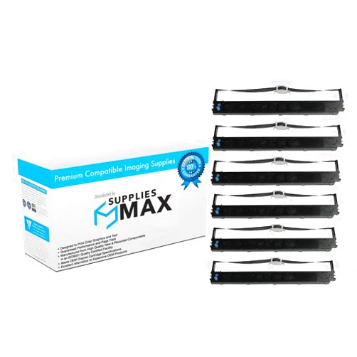 SuppliesMAX Compatible Replacement for Okidata MICROLINE 621/MICROLINE 691/MICROLINE 691N/ML-621/ML-691/ML-691N Black Printer Ribbons (6/PK) (44173404)