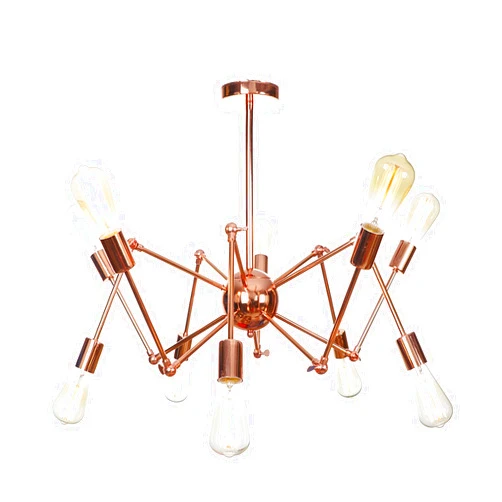 YCWG 10 Lights Sputnik Chandelier, Adjustable Modern Pendant Lights Fixture, Industrial Hanging Ceiling Lamp for Kitchen Dining Room(LED Bulbs),Pink
