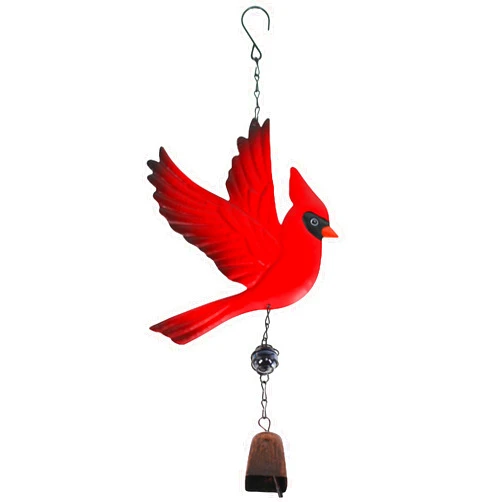 Tinsow Cardinal Bird Wind Chime Christmas Hanging Decorations Bell Outdoor Wind Chime Outdoor Decoration for Patio, Deck, Yard, Garden (Red-Flaping)