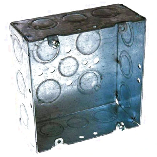 Hubbell-Raco 8257 2-1/8-Inch Deep, 1/2-Inch and 3/4-Inch Side Knockouts Welded 4-11/16-Inch Square Box, Steel