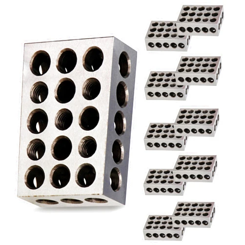 ABN 123 Block Set Machinist Fabrication Tools - 5 Matched Pairs Steel Precision Gage Blocks with Threaded and Untapped Holes for Milling
