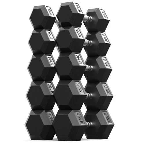 PAPABABE Dumbbell Set, Rubber Encased Home Gym Dumbbells, Weight Dumbbells for Women & Men, Hand Weights for Home Gym & Strength Training