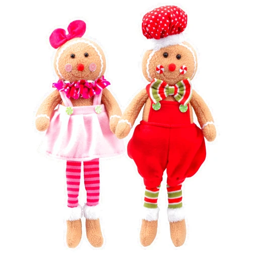 SCS Direct Christmas Gingerbread Plush Dolls, Set of 2 - 17