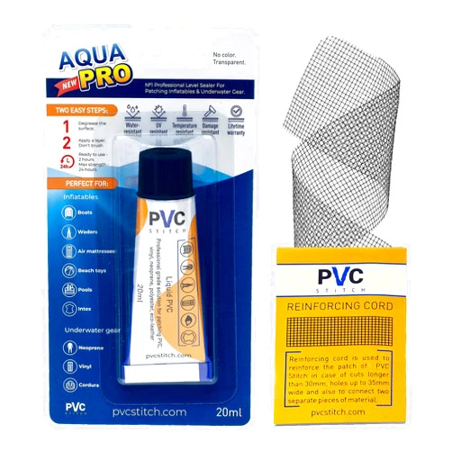 PVC Stitch AquaPro Black Liquid Repair Kit Waterproof Repair Kit for PVC & PU Inflatables, Boats, Rafts, Kayaks, SUPs, Neoprene Wetsuits, Air Tracks, Water Beds, Waders