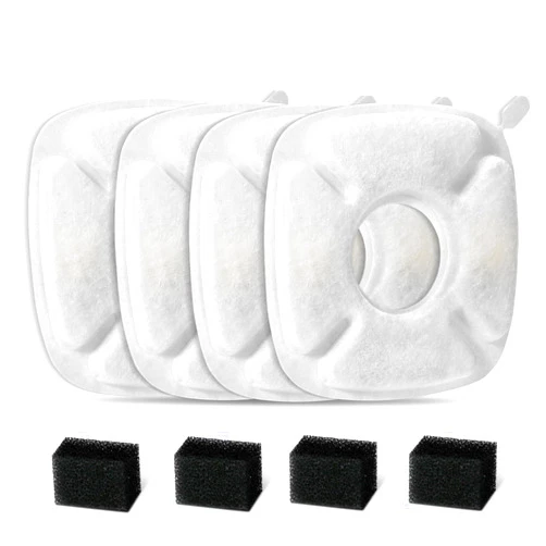 Redoso 8 Pcs Cat Fountain Replacement Filters for Veken 95Oz/2.8L Automatic Pet Fountain and Stainless Steel Cat Water Fountain Dog Water Dispenser (4 Carbon Filters+4 Sponge Filters)