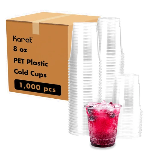 Karat [1000 ct] 8oz Plastic Cups, Clear Disposable Cold Cup for Iced Coffee, Soda, and Juice | 78mm (C-KC8)