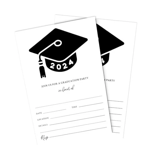 Handmade Class of 2024 High School College Graduation Party 5x7 Invitations with Envelopes, Fill Out Cards for Wedding, Engagement, and Bridal Shower, Birthday Party, Housewarming Celebration (Pack of 25)