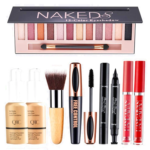 NUIBO All in One Makeup Kit for Women Full Kit, Includes 12 Colors Naked Eyeshadow Palette, Foundation X 2, Eyeliner & Mascara, 2Pcs Lipstick and Makeup Brush, Gift Set for Women, Girls & Teens Makeup Set