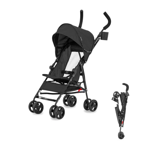 Dream On Me Rover Convenience Baby Stroller in Black, Lightweight & Compact Umbrella Stroller, Easy one-Hand fold Travel Stroller, Lockable Rear Wheels, Removable & Adjustable Canopy