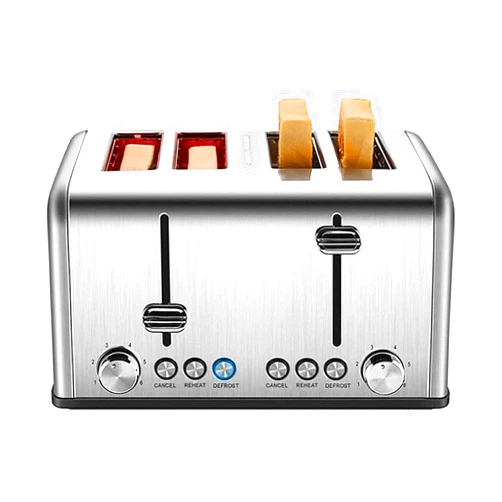 DHYY DHZYY Toaster 4 Slice Stainless Steel,Extra Wide 4 Slice Toaster,6 Variable Bread Browning,with Defrost/Reheat/Cancel Function (Color : Silver)