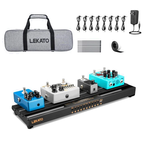 LEKATO Guitar Pedal Board, Pedal Board with Built-in Power Supply, 19x5.1x1.8