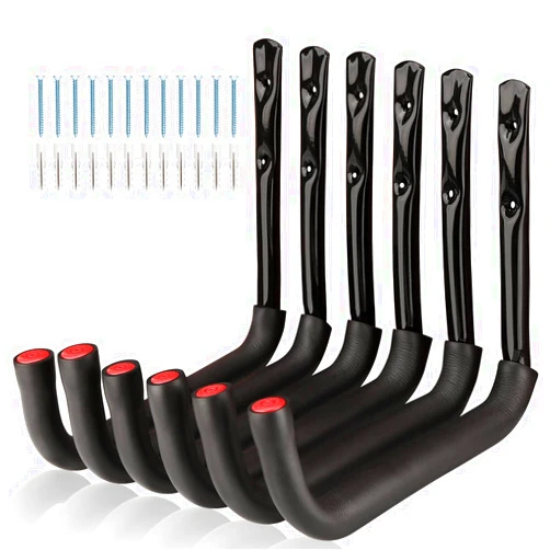 Naikozmo Garage Storage Ladders Hooks, 6 Pack Heavy Duty Utility Hanger, 9.8IN Wall Mount Rack Safely Holds 50 Pounds