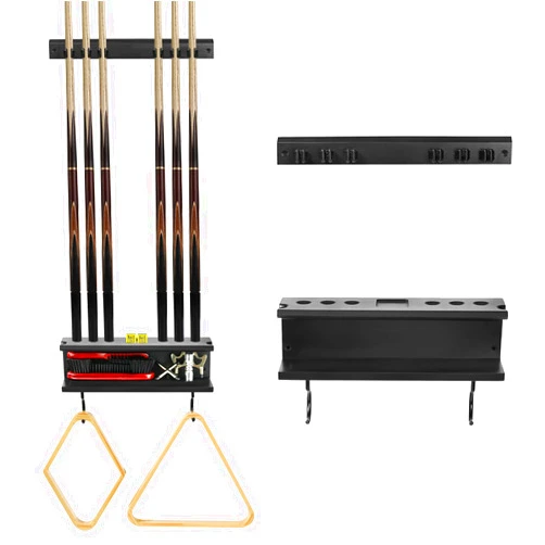 SISIPAI LIFE Pool Stick Holder Wall Mount, 6 Cues Pool Cue Holder Hardwood, Cue Stick Holder, Billiards Pool Cue Rack for Storage Billiards Accessories, Pool Table Accessories Organizer