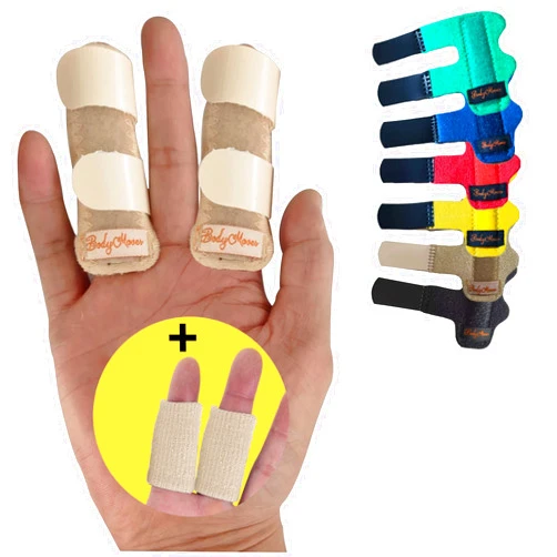 BodyMoves 2 Finger Splints Plus 2 Sleeves (4 pc Set, Desert Sand)