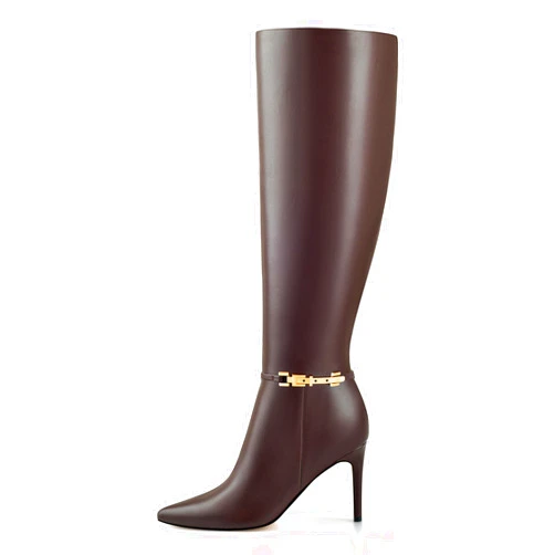 Adrizzlein Knee High Boots Women Pointed Toe Stiletto Tall Boots Sexy High Heel Long Boots Fashion Dress Shoes With Side Zipper