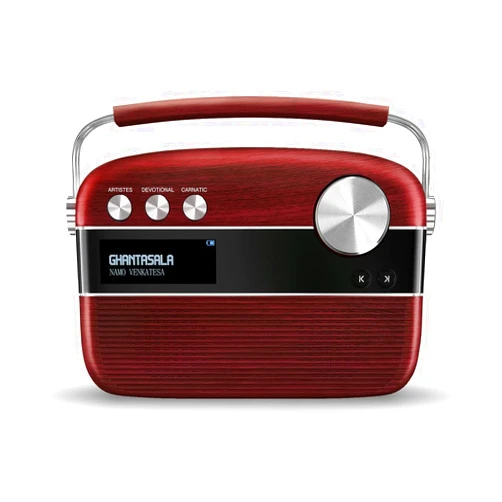 Carvaan Saregama Carvaan Telugu - Portable Music Player with 5000 Preloaded Songs, FM/BT/AUX (Cherrywood Red)