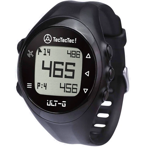 TecTecTec ULT-G Stylish, Lightweight and Multi-Functional Golf GPS Watch, Durable Wrist Band with LCD Display, Worldwide Preloaded Courses - Black