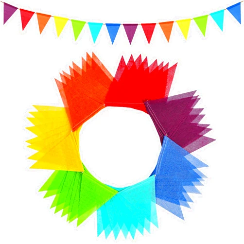 Jutevo 112 Flags/72ft Pennant Banner Flags Garland, Triangle Banner Pennant Flags on a String, Rainbow Burlap Pennant Banner Garland Bunting Banner for Outdoor Birthday Party Decorations Rainbow