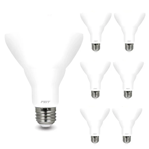 Feit Electric BR30 LED Light Bulbs, 100W Equivalent, Dimmable, E26 Standard Base, 80 CRI, 1400 Lumens, 2700K Soft White, 120V, 10 Years Lifetime, Damp Rated, 6 Pack, 100BR30DM82710KLED/6