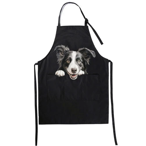 InnoBeta Border Collie Dog Apron for Collie Lovers, Border Collie Gifts for Women/Men, Cute Dog Head Funny Gifts for Border Collie Owners & Lovers, Apron comes with Pockets and Adjustable Neck Strap