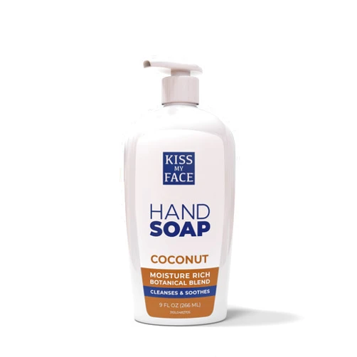 Kiss My Face Coconut Hand Soap, Tropical Moisture Cleanse, With Added Yarrow And Coconut Water, Easy To Use Hand Soap Pump, Coconut Scented, Cruelty Free & Vegan Soap, 9 Fl Oz Bottle