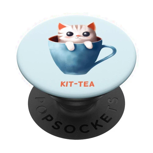 Dramabite Kit-tea Kittea Kitty Cat Tea Kitten Cup Funny Cute Animal PopSockets Swappable PopGrip