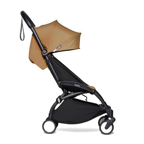 BABYZEN YOYO2 Stroller - Lightweight & Compact - includes Black Frame, Toffee Seat Cushion + Matching Canopy - Suitable for Children Up to 48.5 Lbs
