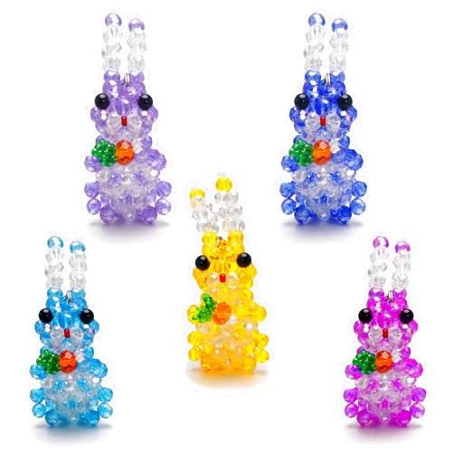 CHENSILAIYI Handmade Beaded Bunny Craft Set - Colorful Rabbit Charms for Keychains, Wallets, Backpacks - Ideal Gift (5 Pack)