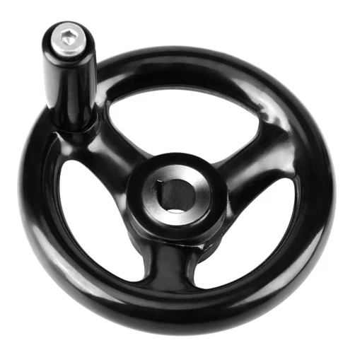 Fydun 12 * 100mm Black Round Hand Wheel with Revolving Handle for Lathe Milling Machine