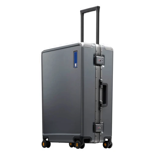 LEVEL8 Zipperless Checked Luggage with Aluminum Frame, Upgraded Medium Hardside Suitcase with Spinner Wheels, Metal Travel Luggage with Double Tsa Locks, 24 Inch, Grey