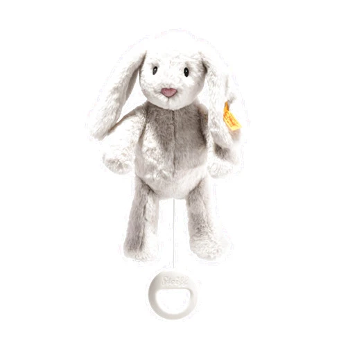 Steiff Hoppie Rabbit Stuffed Animal, Plush Baby Toy with Embroidered Eyes, Safety Tested for Ages 0+ (Gray, 8