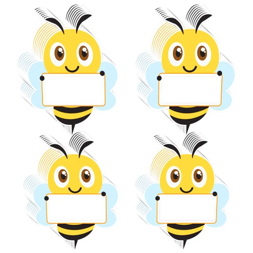Lucleag 50 Bee Cutouts for Classroom Bulletin Board Decorations, Bee Classroom Name Tags for Classroom Cubbies, Cute Bee Style Student Nameplates for Desk, 5.9 x 4.7 inch