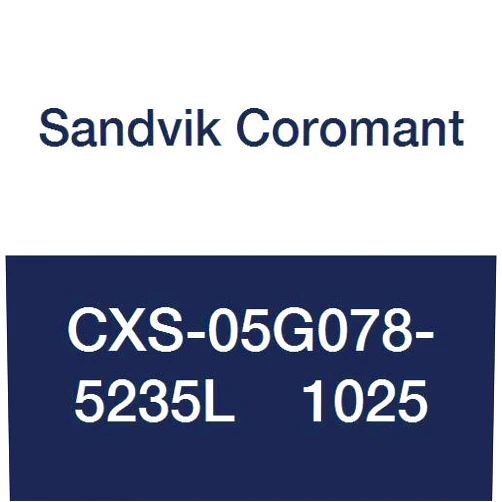 Sandvik Coromant, CXS-05G078-5235L 1025, Carbide CoroTurn XS Solid Carbide Tool for Grooving, Left Hand Cut, Without Coolant, 0 deg Lead Angle