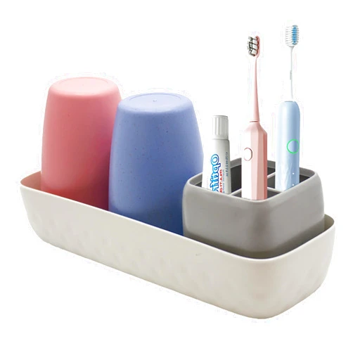 Boershun Toothbrush Holder Toothpaste Holder for Bathroom Vanity Organizer Countertop with Bathroom Cups, Electric Toothbrush Holder, Kids Bathroom Decor, Kids Toothbrush Holder (Blue & Red)