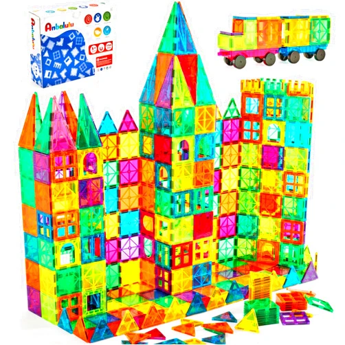 Anbalulu Magnetic Building Tiles, 134PCS Large Magnet Building Set,Magnetic Blocks, 3D STEM Stacking Toys, Magnets Toy for Kids Boys Girls