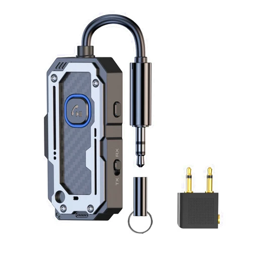LIHAN Bluetooth Transmitter Receiver Audio Adapter, Wireless AUX for 2 Headphones/iPhones, Use 3.5mm Jack for Airplanes, Car Radio, TVs, PCs, amplifiers, Home Stereos Audio Steaming, Hands-Free Call