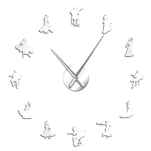 Xinxin Wall Clock Flamenco Dancers Mirror Effect Big Time DIY Wall Clock Spanish Dancer Silhouette Wall Watch Street Dance Studio Wall Art Decor