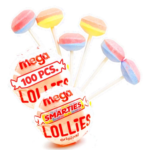 CHAIN & JO SWEETS Smarties Lollipops 2Lb - 100 Pieces Individually Wrapped Bulk Lollipops Christmas Stocking Stuffers Candy