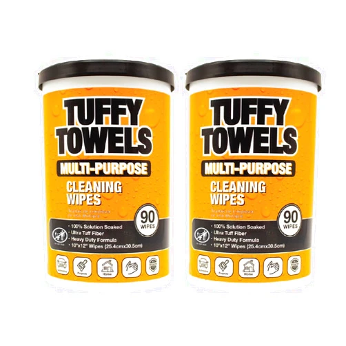 LAUCO Tuffy Towels Multi-Purpose cleaning wipes, Citrus, 10 X 12 Inch, 90-Count (2 Pack)