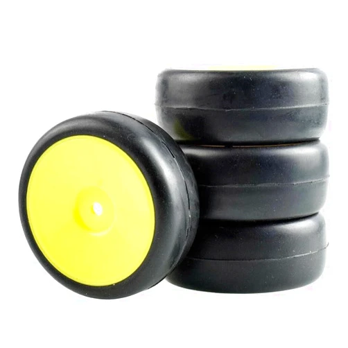 DUHWQ Compatible With 1/10 Scale Touring Car RC Slick Racing Tires And Wheel Sets 9071-6018(YELLOW)