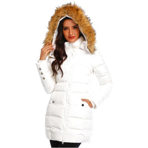 Epsion Women's Hooded Thickened Long Down Jacket Winter Down Parka Puffer Jacket