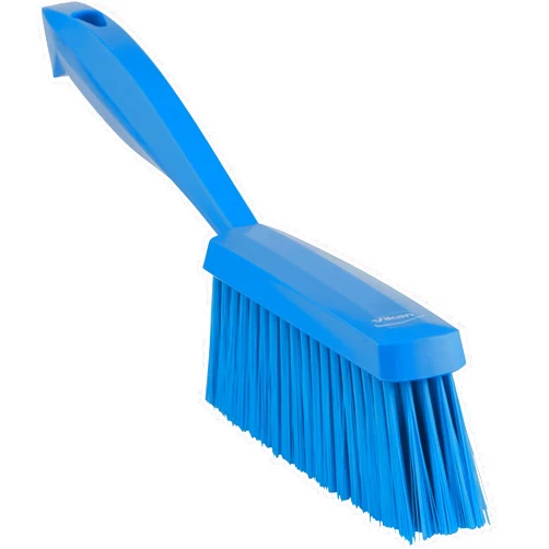 Vikan 45873 Bench Cleaning Brush, Polypropylene/Polyester Soft Bristle Dustpan Brush & Sweeper With Handle, 14-Inch, Blue
