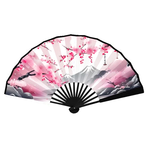 Inmyron Folding Hand Fan, Chinese Japanese Style Bamboo Fan, Wall Decoration Fan, Dancing Fan(Japanese Pink Cherry Blossoms)