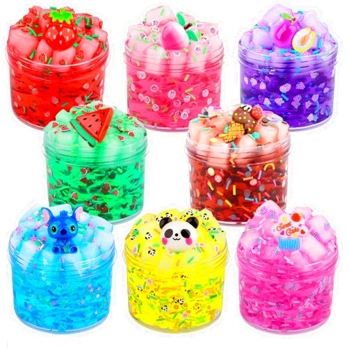 Aeyiakov 8 Pack Jelly Cube Crunchy Slime Kit, with Soft Stretchy Non-Sticky Clear Crunchy Slime Toy, Stress Relief Toy for Girls and Boys, Best Birthday Gift, Kids Party Favors and School Education