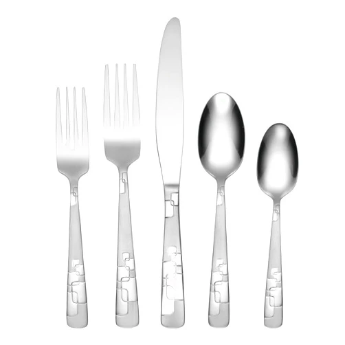 Oneida Quadratic 20 Piece Everyday Flatware, Service for 4, 18/0 Stainless Steel, Silverware Set, 3.6 x 6.3 x 10.3 inches