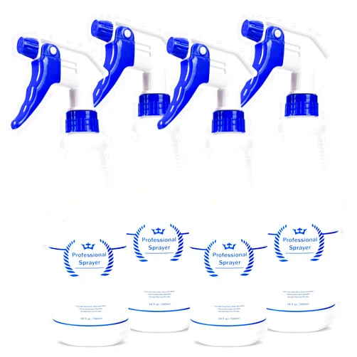 Bealee Plastic Spray Bottles 4 Pack, 24 Oz, All-Purpose Sprayer for Cleaning Solutions, Heavy Duty Spraying Leak Proof Mist Empty Water Bottle for Planting, BBQ, Pet with Adjustable Nozzle, Blue